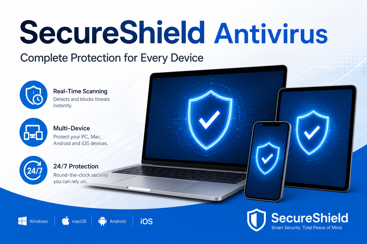 SecureShield Antivirus protecting multiple devices